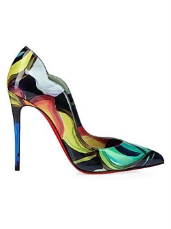 Туфли Hot Chick из лакированной кожи с цветочным принтом на каблуке высотой 100 мм от Christian Louboutin 11015964