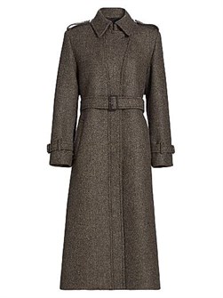 Твидовое пальто с поясом Nili Lotan Isabelle, 70% овечья шерсть, подкладка из пуговиц 11018765
