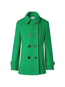 Шерстяное двубортное пальто Akris punto с контрастными кнопками и английским воротником 11011151