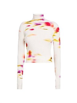 Высокий цветочный свитер Blossom Flower от Ferragamo с высоким горлом и длинными рукавами, Италия 11016912