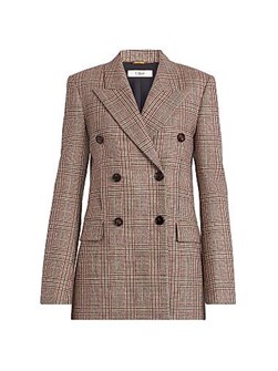 Chloe Двубортный пиджак Chloe из клетчатой шерстяной смеси c длинными рукавами и шелковой подкладкой, произведенный в Италии 11025732