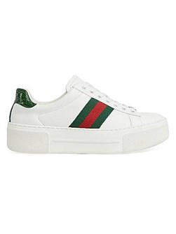 Кожаные низкие кеды Gucci Ace с круглым носом и шнуровкой, изготовленные в Италии 11009602