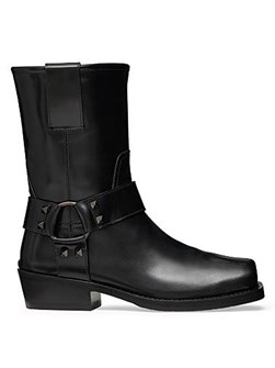 Кожаные ботинки-байкеры Valentino Garavani Rockstud с 40 мм каблуком и высотой голенища 21 см 11020729