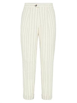 Штаны из чистой шерсти с мелким узором от Brunello Cucinelli, расслабленный крой, Италия 11029865