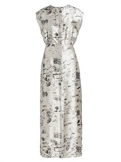 Шёлковое платье-рубашка Элеонора от Brandon Maxwell с короткими рукавами и узором берёзы 11016779