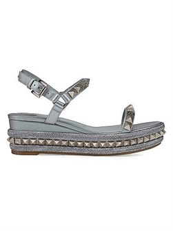 Сандалии на платформе Christian Louboutin Pyraclou из иридисцентной нубуковой кожи с каблуком 60 мм 11015327