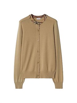 Кардиган с узором от Burberry из 100% шерсти с длинными рукавами и пуговицами, сделано в Италии 11012322