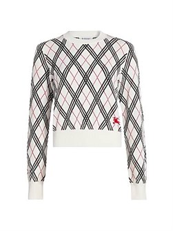 Свитер Argyle от Burberry из 100% хлопка с круглым вырезом и длинными рукавами 11012374