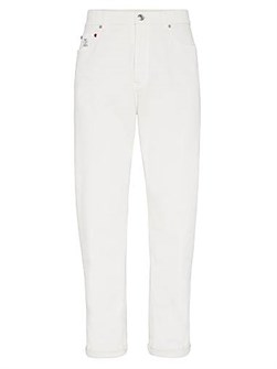 Джинсы Brunello Cucinelli из лёгкого хлопкового денима с высокой посадкой и пятью карманами 11013921