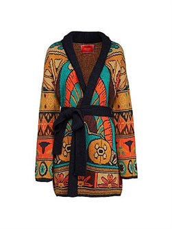 La Double J Кардиган Philae из мериносовой шерсти и кашемира с авторским принтом и съемным поясом, произведен в Италии 11025274