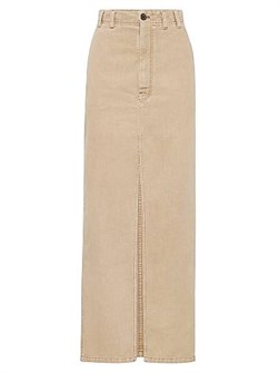 Юбка-чино из хлопка и льна Brunello Cucinelli с молнией, карманами и вентиляцией, производство Италия 11028894