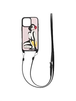 Prada Чехол для iPhone 16 Pro Max из сафьяновой и крокодиловой кожи, 100% телячья кожа, с регулируемым ремешком 11009315