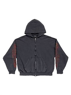 Худи Balenciaga на молнии средней свободности, без шнурка, с двойной молнией, 100% хлопок 11024477