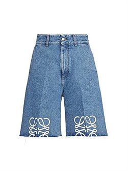 Шорты из денима Loewe Anagram с логотипом, свободный крой, 89% хлопок, Италия 11009078