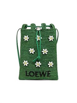 Loewe Сумка на плечо из рафии с цветочными бусинами и стягивающей веревкой, размер 16 см х 21 см 11009588