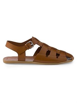 Кожаные рыболовные сандалии Prada с металлической пряжкой и стелькой из кожи 11016288