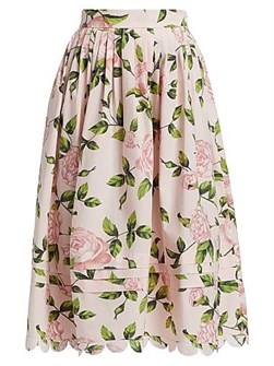 Хлопковая миди-юбка с волнистым краем от Oscar de la Renta ',English Roses',, Италия 11026476