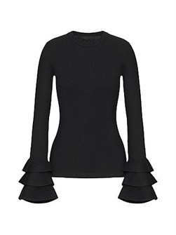 Вязаный свитер Valentino Garavani с оборками на манжетах из вискозы и шерсти, Италия 11025245