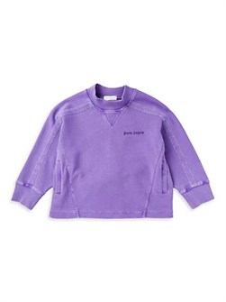 Детское хлопковое худи с длинными рукавами Palm Angels с эффектом выцветания, произведенное в Италии 11008585