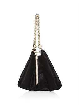 Jimmy Choo Клатч из замши с кисточкой и легким блеском, размер 24 x 20 x 4 см, с цепочкой на запястье 11017932