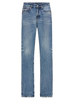 Высокие джинсы Slim в стиле 90-х от Saint Laurent, 5 карманов, 100% хлопок, Италия 11021139