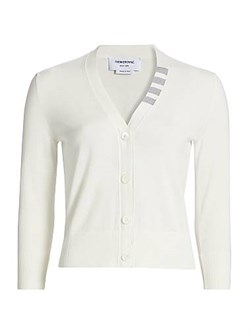 Кардиган Thom Browne из хлопкового джерси с V-образным вырезом и мотивом 4 Bar Stripe 11023569