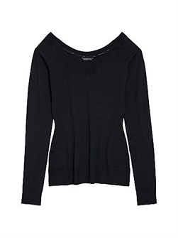 Свитер Balenciaga из итальянской шерстяной смеси с V-образным вырезом и открытыми плечами 11008641