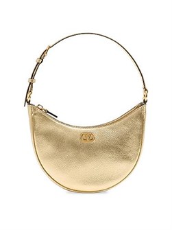 Valentino Garavani Мини-сумка хобо из ламинированной зернистой телячьей кожи с регулируемой ручкой и карманом для карт 11028857