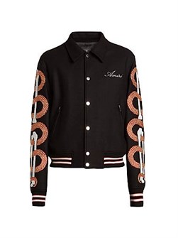 Куртка Amiri из шерсти в стиле вардцита Bones с налетом, длинные рукава, 75% шерсть, произведено в Италии 11028276