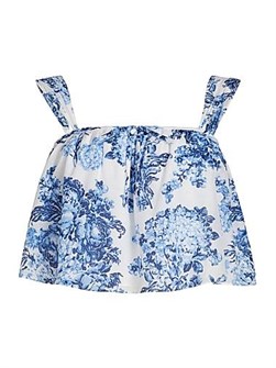 Cinq a Sept Хлопковый и шелковый топ Kandra Costal Bouquet с квадратным вырезом и фиксированными бретелями от Cinq a Sept 11010746