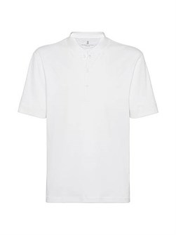 Brunello Cucinelli Хлопковая и модальная рибана с воротником Henley, 47% хлопок, 47% модал, 6% эластан, Италия 11014119