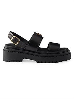 Кожаные сандалии Prada с металлической пряжкой и резиновой подошвой высотой 55 мм 11015998