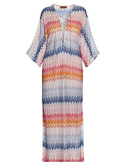 Длинное покрывало с шнуровкой и зигзагообразным узором от Missoni, 90% рами, Италия 11023374