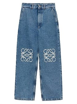 Брюки-багги Anagram Loewe с вышивкой логотипов, средней посадкой и широкими штанинами, изготовлены в Италии 11023749