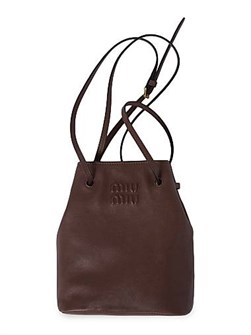 Miu Miu Мини-багетная сумка из нубука с логотипом и регулируемым кожаным ремешком, 100% овечья кожа 11014553