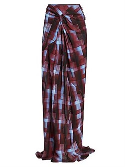 Макси-юбка Smila от Dries Van Noten с клетчатым принтом, завязанным поясом и асимметричным кроем, 100% вискоза 11013705