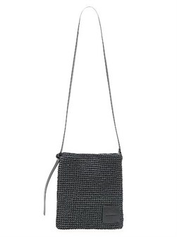 Jil Sander Сумка-мессенджер из плетеной рафии с кожаным ремнем и логотипом, сделанная в Италии 11024708