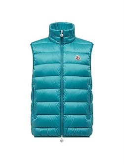 Жилетка-пуховик Rocoque от Moncler с наполнителем из 90% пуха, ветрозащитная, с карманами на молнии и высоким воротником 11016270