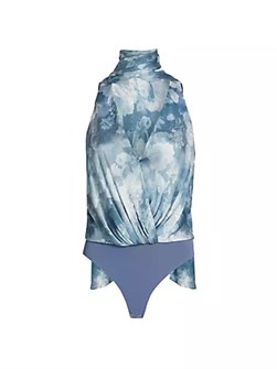 Боди без рукавов с цветочным принтом и глубоким V-образным вырезом от L',Agence Ichirou 10042915