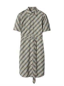 Платье-рубашка Burberry из хлопкового поплина, с клетчатым узором, отложным воротником и регулируемым поясом 11024685