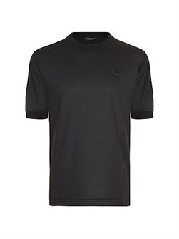 Футболка с круглым вырезом из чистой шерсти с логотипом и фактурной отделкой Stefano Ricci, 100% шерсть 11026057