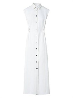 Миди-платье из стретч-денима Akris Punto с кнопочной застёжкой, укороченным воротником и карманами 11030592