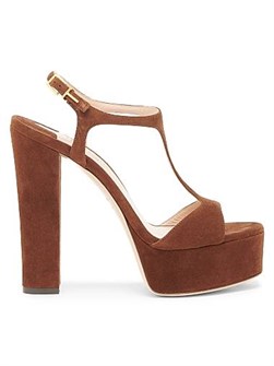 Сандалии из замши на высоком каблуке с латунными элементами, Tom Ford, каблук 130 мм 11021870