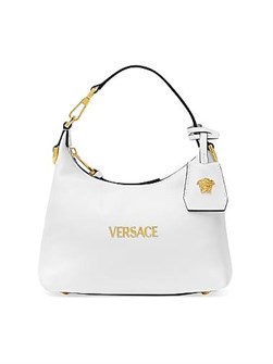 Versace Сумка-хобо из телячьей кожи с верхней ручкой, застежкой-молнией и подкладкой из полиэстера 11023597
