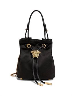 Versace Сумка-ведро с ручкой Медуза из шелка и вискозы, Италия, съемные детали и пылезащитный мешок 11030950