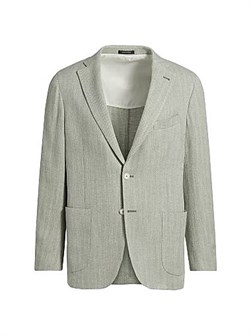 Пиджак Saks Fifth Avenue с узором ',елочка', из 56% льна и 44% хлопка, Италия 11012728