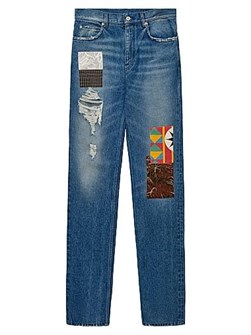 Джинсы LOEWE x Paula',s Ibiza с прямыми штанинами и пэчворк-дизайном, 89.11% хлопка, произведено в Италии 11010192