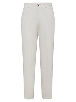 Brunello Cucinelli Вельветовые брюки свободного кроя с застежкой на молнию и пуговицу, 100% хлопок, изготовлено в Италии 11016308