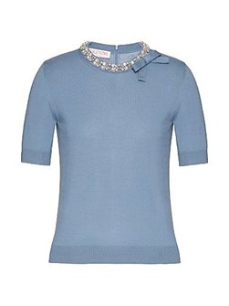 Вязаный свитер Valentino Garavani с вышивкой и скрытой застежкой, 100% шерсть, производство Италия 11009373