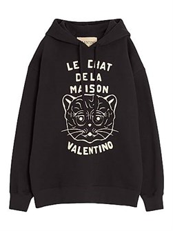 Худи из хлопка с нашивкой Chat de la Maison от Valentino Garavani, свободный крой, 100% хлопок 11012467
